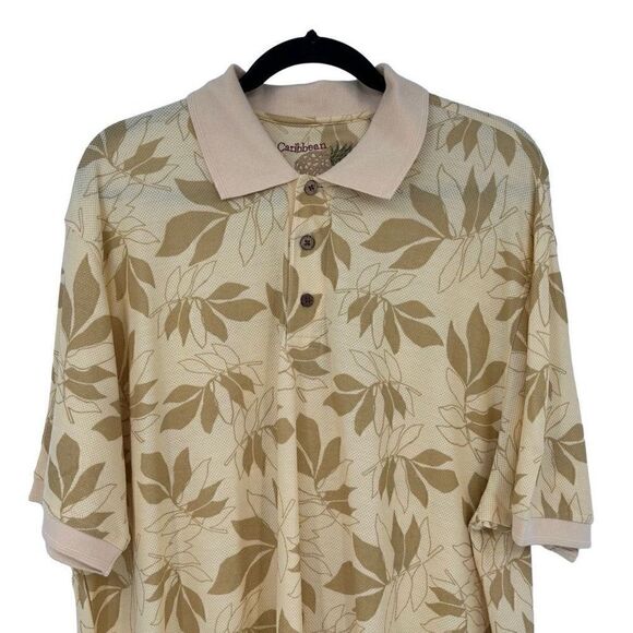 Caribbean Silk Blend Men’s Short Sleeve Hawaiian Shirt Yellow XL NWT - Picture 3 of 8